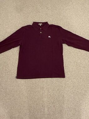 Burberry Plum Polo with Iconic Check Placket